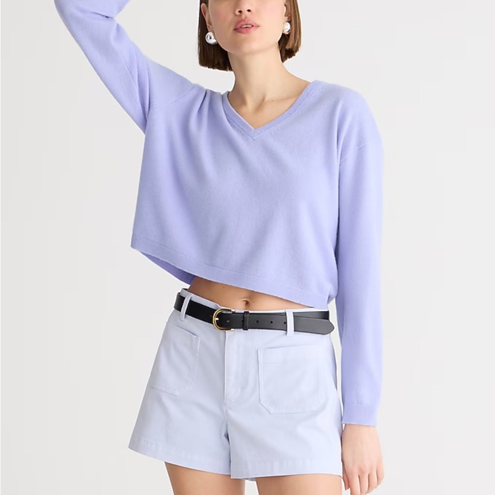 J. Crew Light Purple Oversized featherweight cashmere V-neck sweater